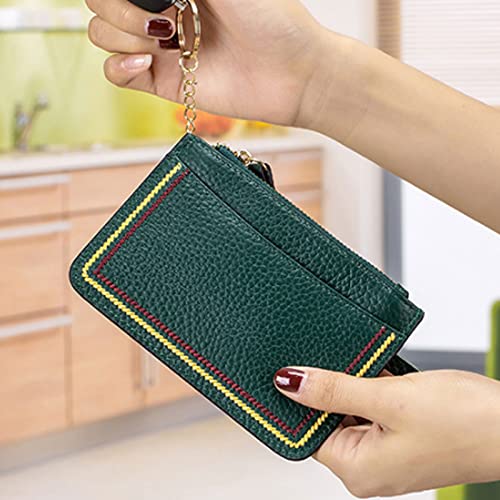 Women's Portable Genuine Leather Coin Purse Business ID Card Credit Card Holder Wallet (Green)3