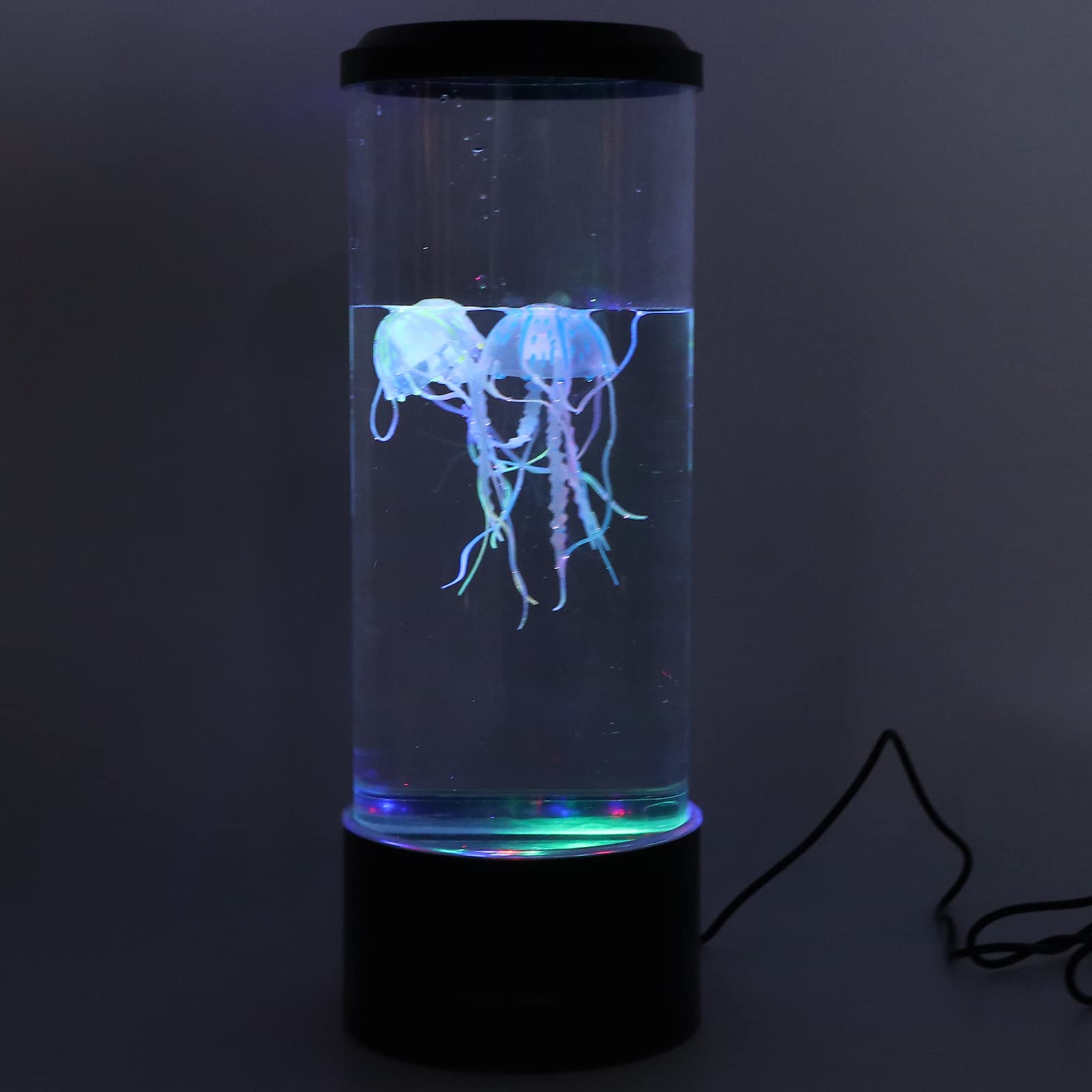Quallen-Lava-Lampe, schwimmend, USB-Farbwechsel, lebensechtes LED-Aquarium, Nacht-Stimmungslicht, mehrfarbiger Farbverlauf, Schreibtisch-Ambiente-Dekoration für Kinderzimmer,