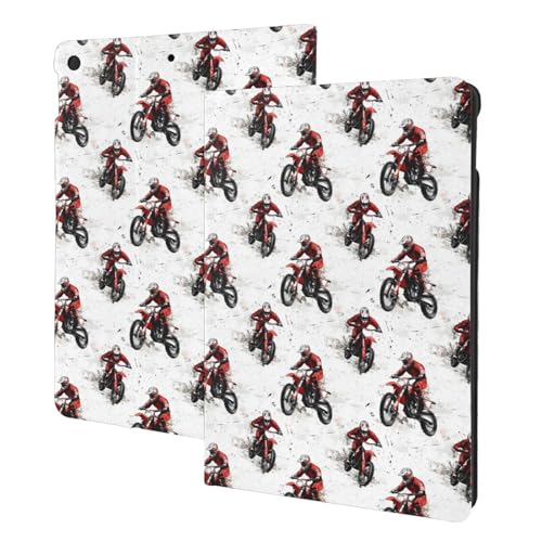 Housse iPad 10.2 imprimé moto rouge, étui folio idéal pour vos voyages