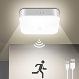 Rechargeable Motion Sensor Closet Light, Rechargeable Battery Operated Ceiling Light Wireless, 500LM Wireless Motion Activated Light for Shower Stairs Hallway Pantry Porch Garage, 5000K