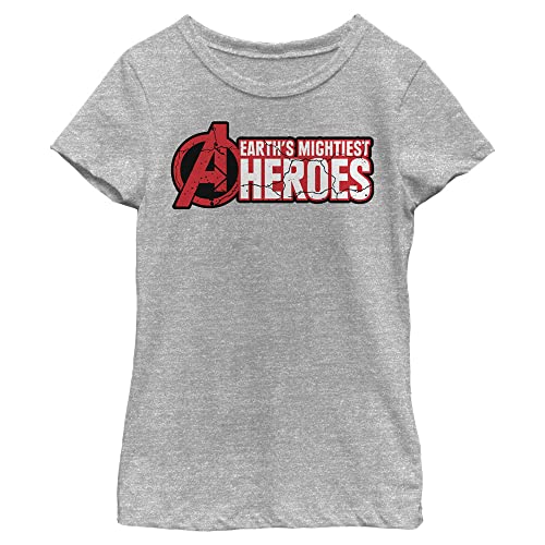 Marvel Girl's Avenger Cracks T-Shirt, Athletic Heather, X-Large