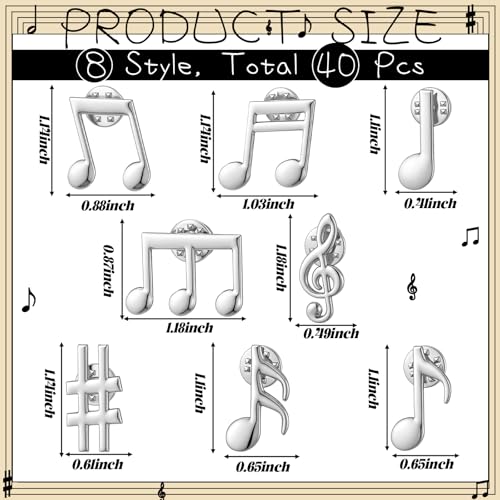 40 Pcs Music Lapel Pins Bulk Musical Note Brooch Set for Musical Party Favors Gifts Music Notes Enamel Pins for Backpack Suits Hats Scarfs Dress Bags Accessories2