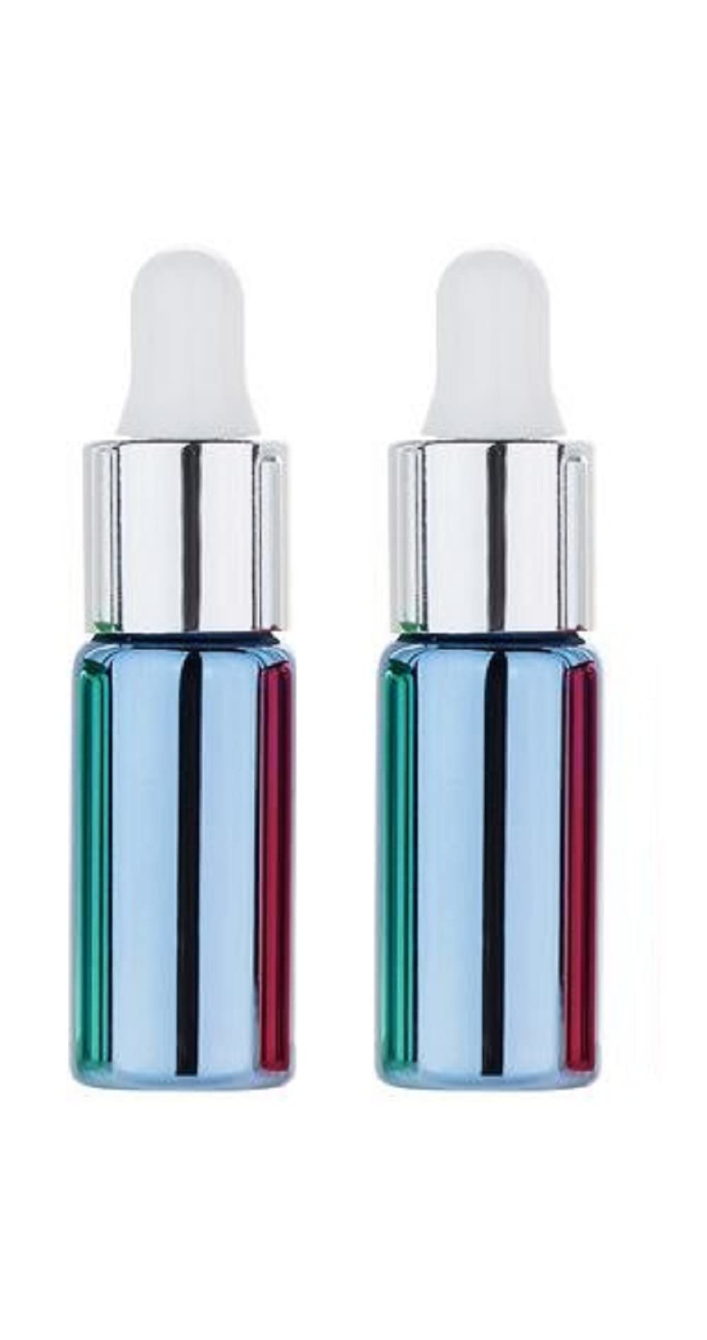 Cmj Blue 2 X 5Ml Metallic Look Glass Bottles Ear Eye Drops Pipette Dropper Aromatherapy Empty Bottle