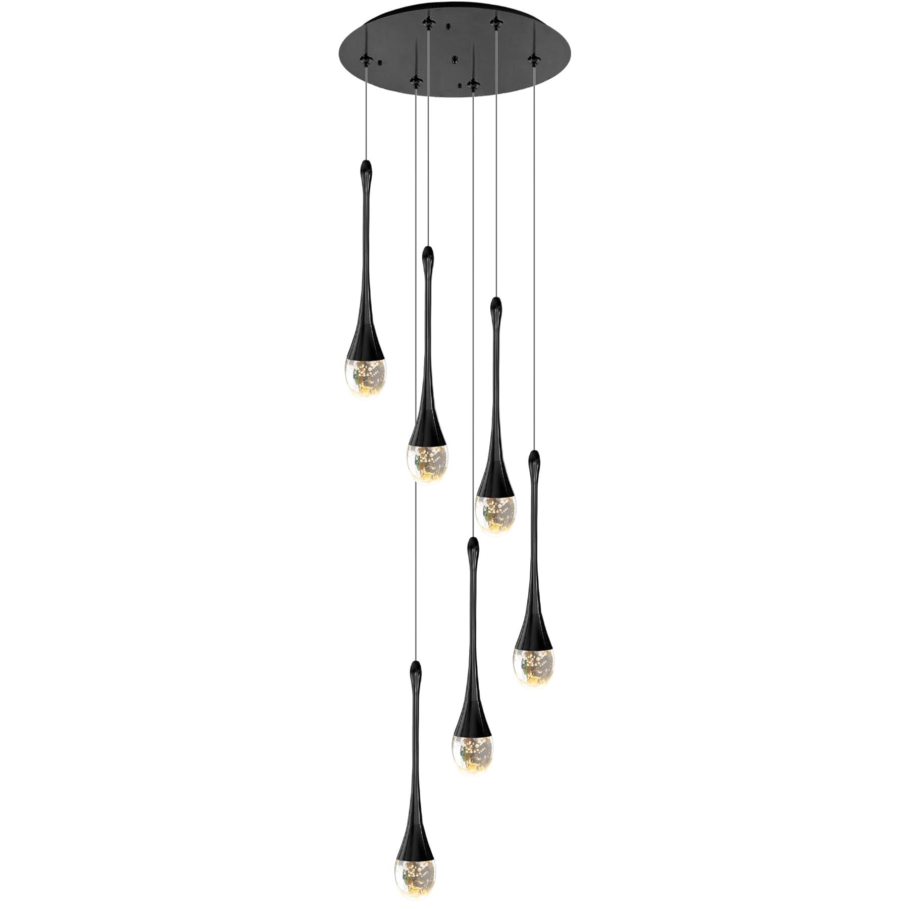 LYMSXAZOU LED Crystal Chandelier - Dimmable, Remote Control, Color Adjustable Pendant Light for Living Room, Foyer, Entryway, Staircase, Elegant Lighting Fixture