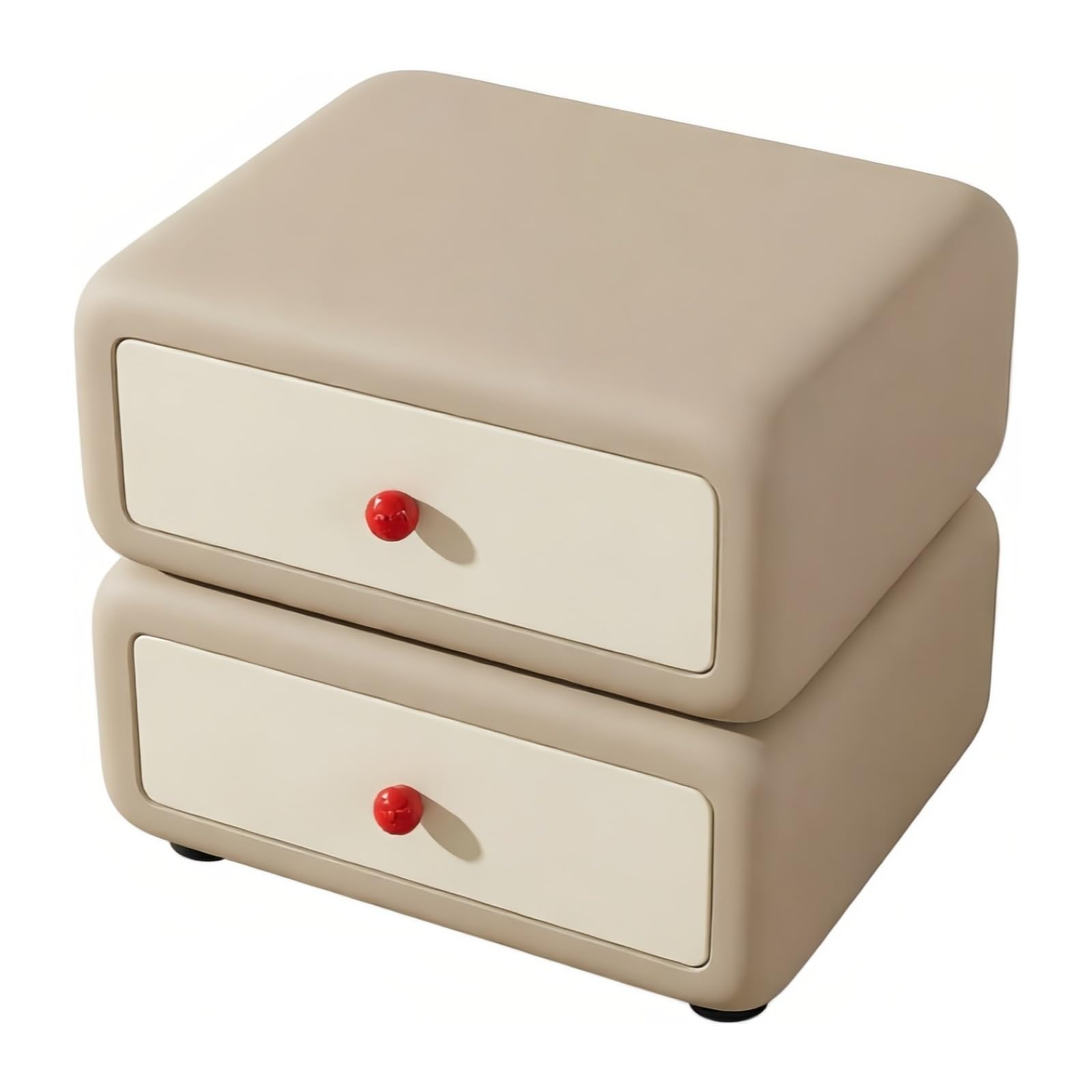 guiling-1986 Bedside Table Nightstand Stacked Two Drawers Floor Base for Bedroom Storage Organization Nightstand(Bruin,Small)
