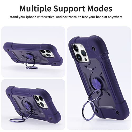 Image of MARKILL Compatible with iPhone with Built-in 360Rotating Ring Stand, Military Grade Drop Protection Full Body Rugged Heavy Duty Case Durable Cover (Deep Purple, iPhone 13 Pro Max 6.7 inch)