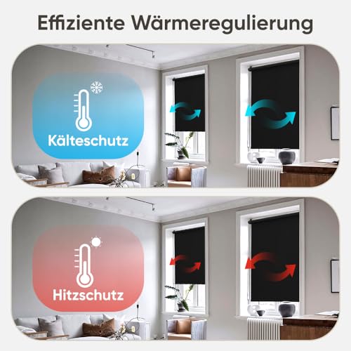Sekey Verdunklungsrollo ohne Bohren Klemmfix, Seitenzugrollo Hitzeschutz Sichtschutz und Sonnenschutz Wandmontage Deckenmontage Klemmrollo… – Ansicht 6
