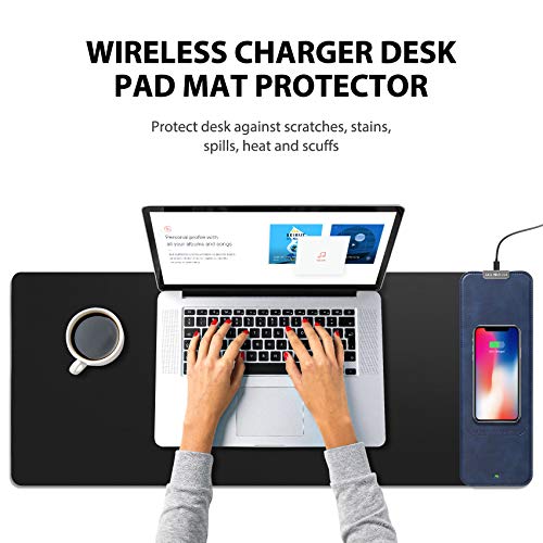 Large Mouse Pad With Wireless Charger For Iphone 14, Iphone 13, Iphone 12, Iphone 11, Iphone X And Iphone 8, Extended Mouse Mat, Desk Pad Mat, Desktop Mat (31.49" X 11.81" X 0.47") #TOP3