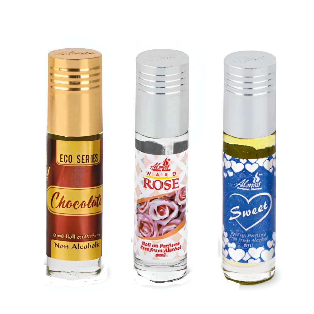 Chocolate, Rose, Sweet Long Lasting & Non-Alcoholic Attar (Combo Pack of 3, 6ml Each) -18ml-image-44