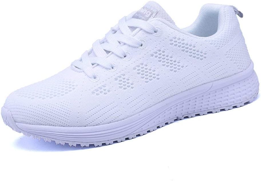 Vinstoken Womens Ladies Trainers Lace-up Fitness Sports Shoes Athletic Running Sneakers White 40