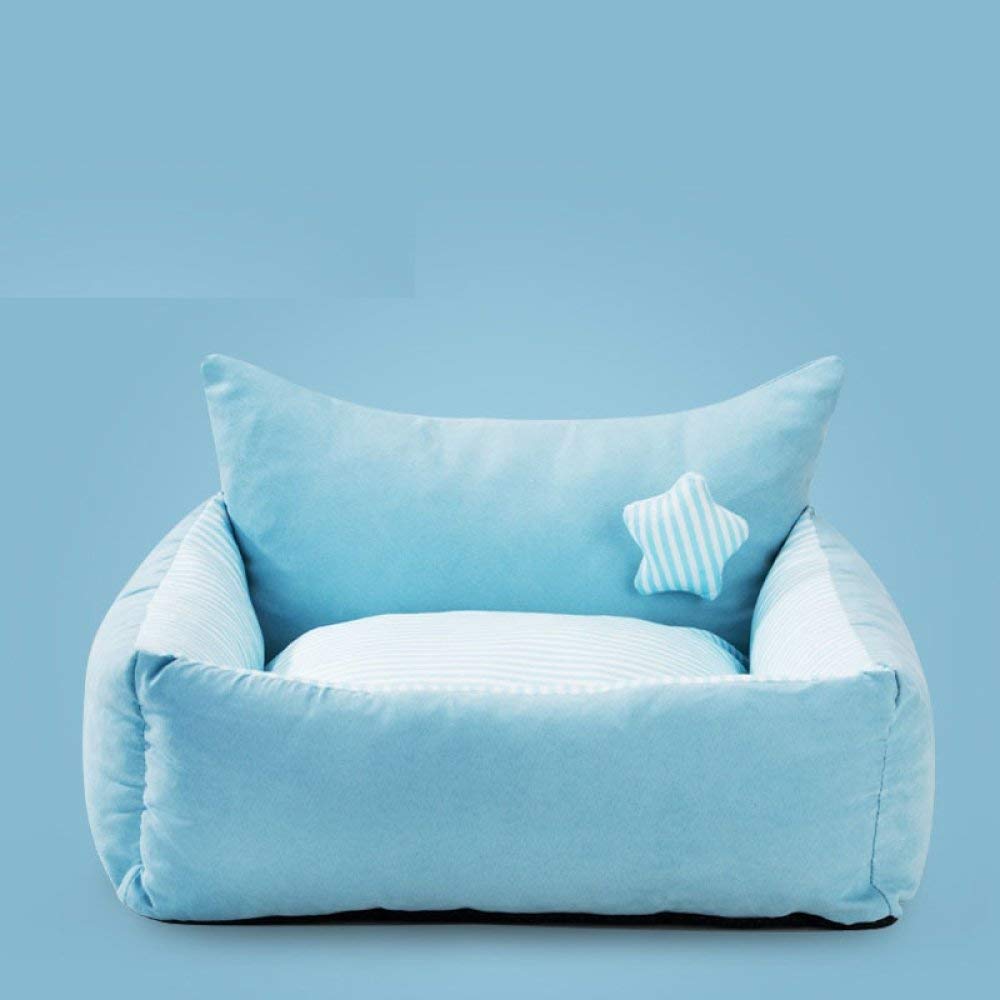 Lit pour chat haut de gamme avec grand coussin amovible bleu