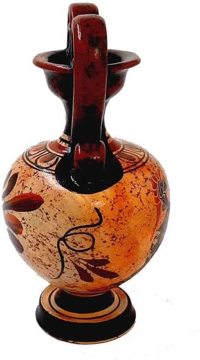 Handmade Greek Pottery Vases: Poseidon & Athena Amphora Set (13.5cm)