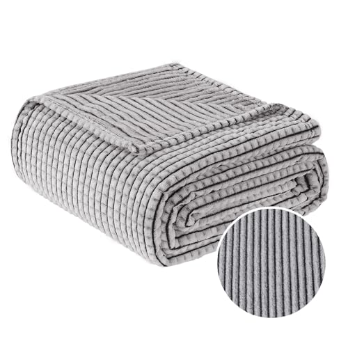 Couverture pelucheuse lit simple plaid molleton doux gaufré à carreaux - 3