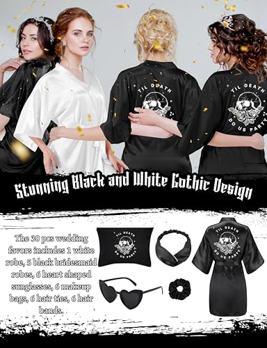 EPLAZA Bridesmaid Robes Set of 6 Till Death Do Us Party Bachelorette Bride or Die for Gothic Wedding Bridal Shower Party4