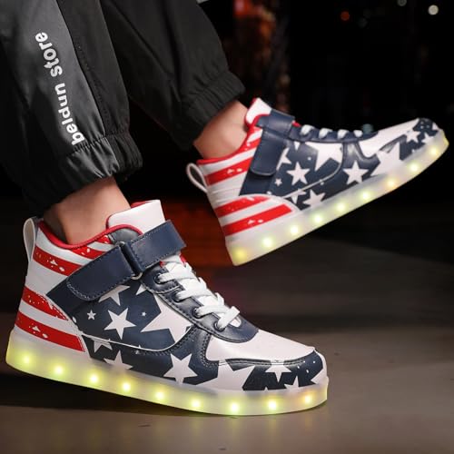Image of JEVRITE Unisex LED Light Up High Top Sneakers - USB Charging for Women & Men - Couples Shoes