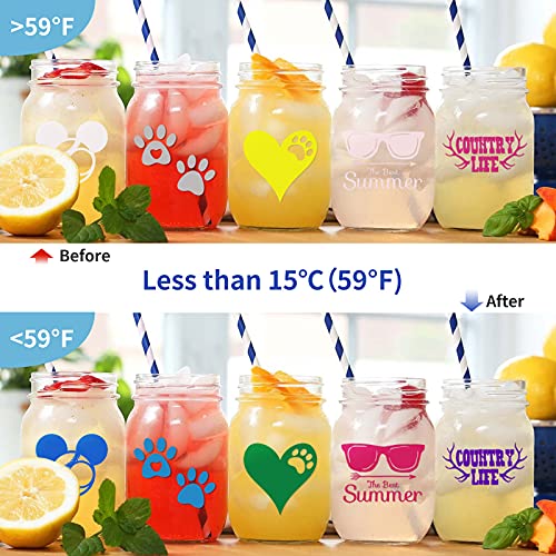 Htvront Color Changing Vinyl Permanent Adhesive Vinyl For Cricut,8 Pack Cold Permanent Vinyl Bundle 6 Colors-12" X 10" Vinyl Sheets +2 Transfer Tape Sheets Sensitive To Cold Vinyl #TOP2