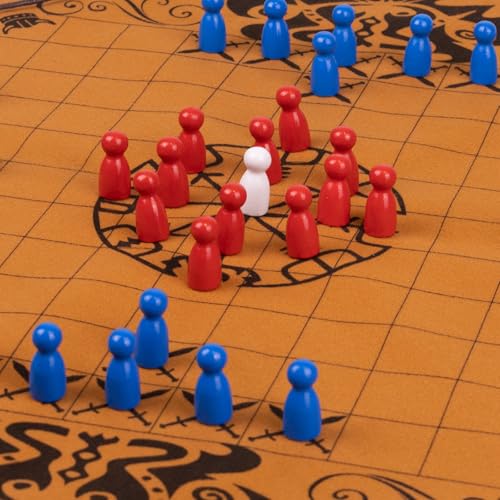 Juego de Mesa Hnefatafl Set Vikingo con Tablero de Cuero miniatura 3