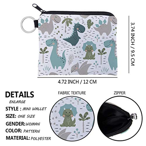 Cartoon Dinosaur Pattern Coin Card for Key Ring Wallet Pouch Purse Small Change Bag Polyester2