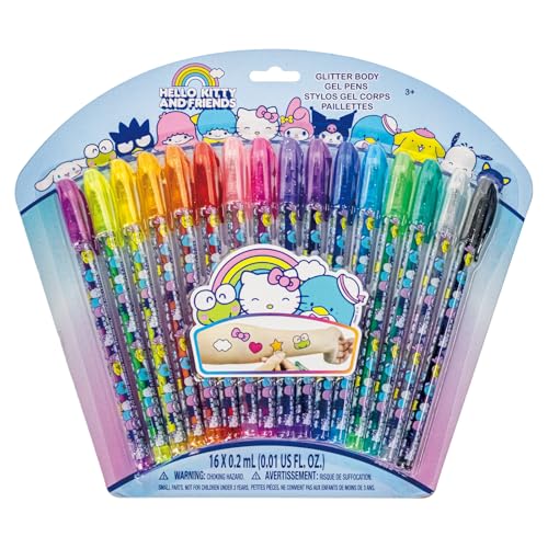 Hello Kitty and Friends 16 Piece Glitter Pen Body Art Set, Glittery and Bright Colors, Ages 3+ by...