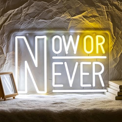 Image of Now Or Never Neon Sign for Wall Decor Positive Light Up Sign Inspiration Led Signs for Room Party Home Motivational Wall Decor USB Powered
