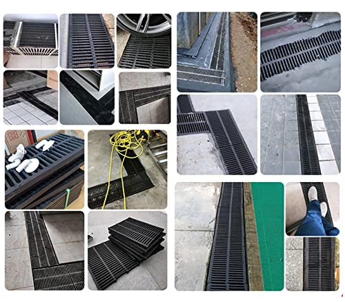 Zewnętrzne plastikowe osłony odpływowe - 40 x 50 cm kratki do wykopów wodnych do ogrodu/podwórka, konfigurowalne rozwiązania drenażowe w kształcie kanału U, zaślepki kanalizacyjne i pokrywki