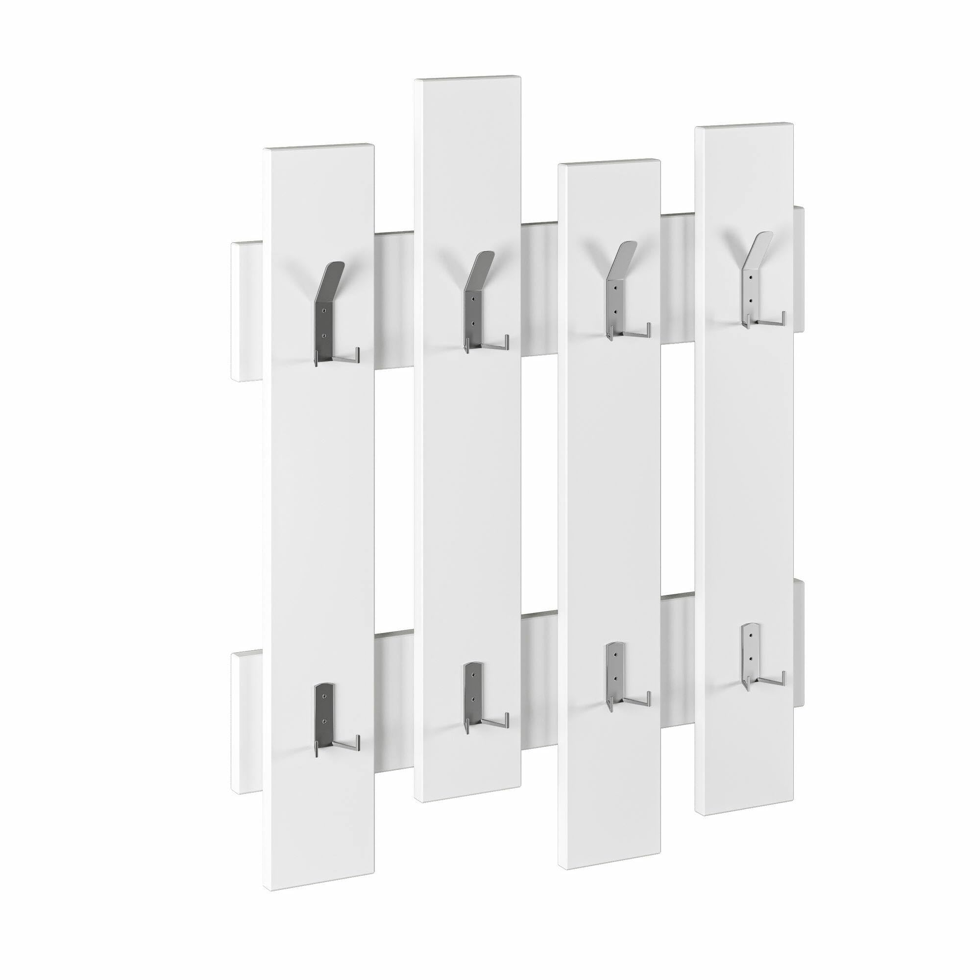 Dmora - Appendiabiti Zenith, Attaccapanni, Portabiti multiuso, Appendiabiti da parete, 64x4 h79 cm, Bianco
