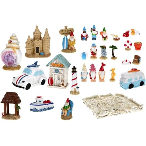 Miniature Garden Figurines - Fairy Garden Kit - Miniature Garden Buildings, Structures, Figures, & Accessories Beachy Garden Gnomes Cover
