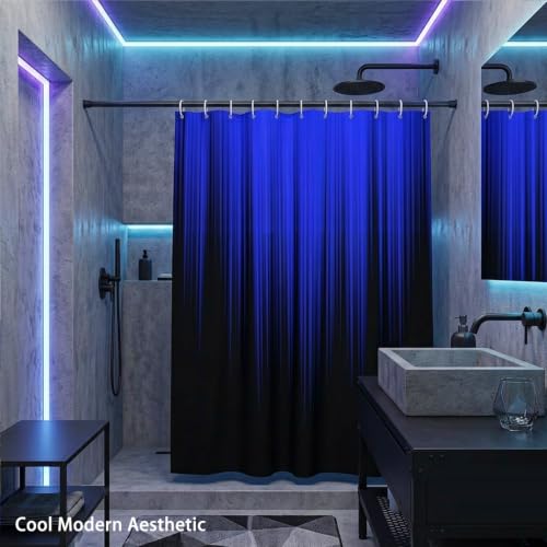 Image of AAtter Royal Blue and Black Shower Curtain, Ombre, 72x72 Inch, 12 Hooks