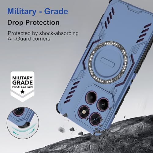 Image of Zapcase Back Case Cover for Motorola Edge 60 Pro | Magnetic Case with Built-in Metal Ring | Supports MagSafe Charger, Wallet & Car Mount | Shockproof Hybrid PC + TPU | Blue