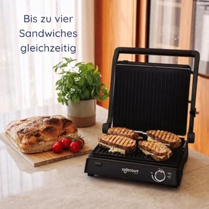 Safecourt Kitchen – Kontaktgrill 4-in-1 – Sandwichmaker, Panini Grill, Tischgrill elektrisch & Toaster – XXL Grillfläche (4 Sandwiches/12 Burger) – Abnehmbare PFAS-freie Platten – 2000W – Bild 5
