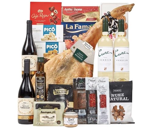 Lote 21: Cesta de Navidad con Jamón Reserva Sánchez Alcaraz y Ibéricos Premium - Ibéricos a domicilio gourmet