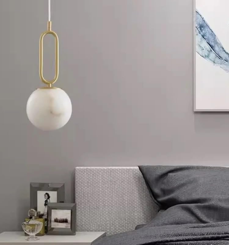 Lustre tout cuivre LED et albâtre naturel espagnol suspendu pour chambre et salon