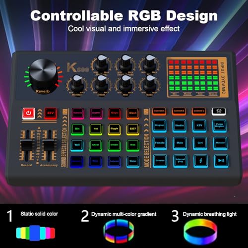 Podcast Equipment Bundle, 48V Condenser Microphone Bundle with 3 Custom Sound Effect Buttons, Podcast Microphone Recording Studio Package for Podcasting Live Streaming Singing PC Mobile TikTok YouTube - Image 5