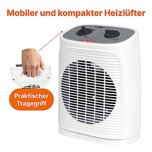 Clatronic® Heizlüfter inkl. Ventilatorfunktion | elektrische Heizung mit stufenlosem regelbarem Thermostat und 2 Heizstufen | Heizstrahler oszillierend | Heizgerät für Bad, Küche, Garage | HL 3800 – Bild 3