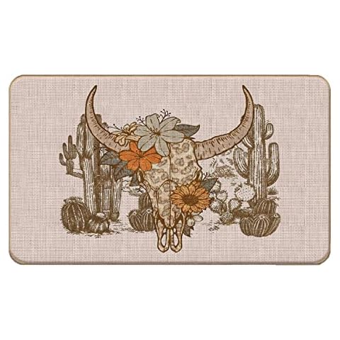 Lacosu Retro Cowboy Floral Door Mat Cover