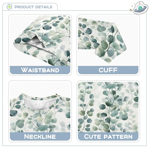 JUNZAN Cartoon Eucalyptus Leaf Kids Girls Hooded Sweatshirt Fleece Hoodies for Girls Athletic 4T3