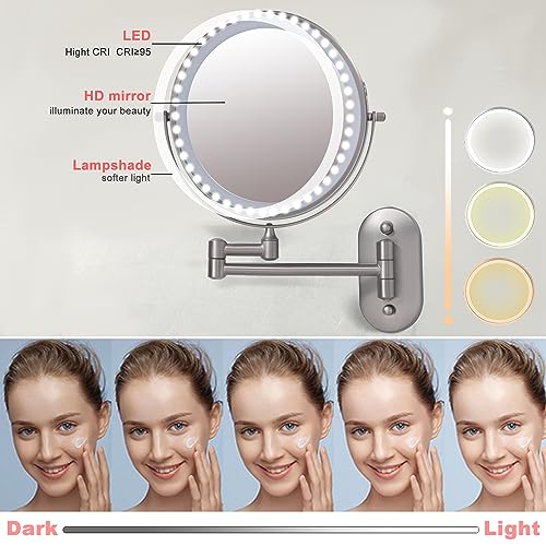 Espejo para maquillaje con luz recargable y soporte de pared miniatura 2