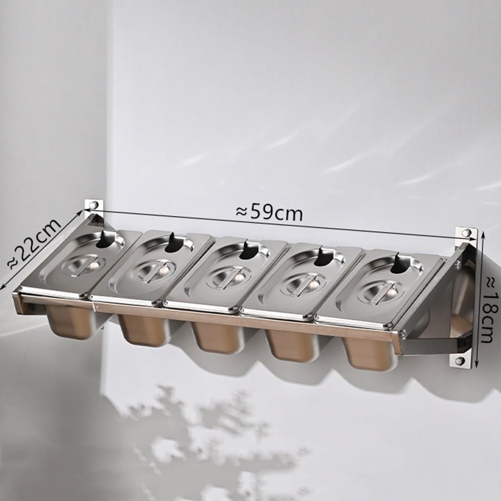 ISCBAFYX Estante de Especias expandible de Acero Inoxidable montado en la Pared con Cubierta Solución de Almacenamiento de Cocina retráctil para condimentos de encimera 23.2x8.7x7in 1PC
