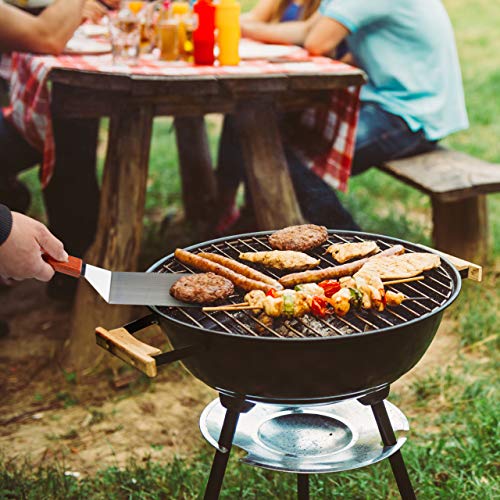 Relaxdays Grill Pfannenwender, Edelstahl, 3er Set, 2 Plancha Wender, 1 Grillspachtel, Profi Teppanyaki Zubehör, rotbraun