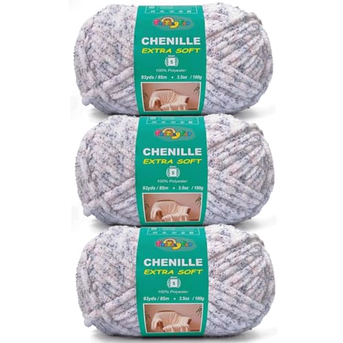 Image of Super Soft and Cozy Chenille Yarn for Crocheting and Knitting -Easy to Crochet with-Bulky #5, 3.5oz /93yds -Chunky Plush Yarn for Hand Craft Blanket Ammigurumi (Purple Rain, 3 Pack)