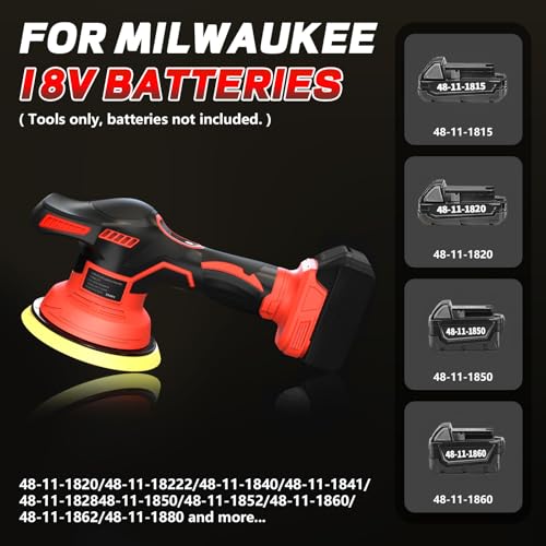 image for YEARTOP Cordless Car Buffer Polisher for Milwaukee 18V Battery, 8 Vari