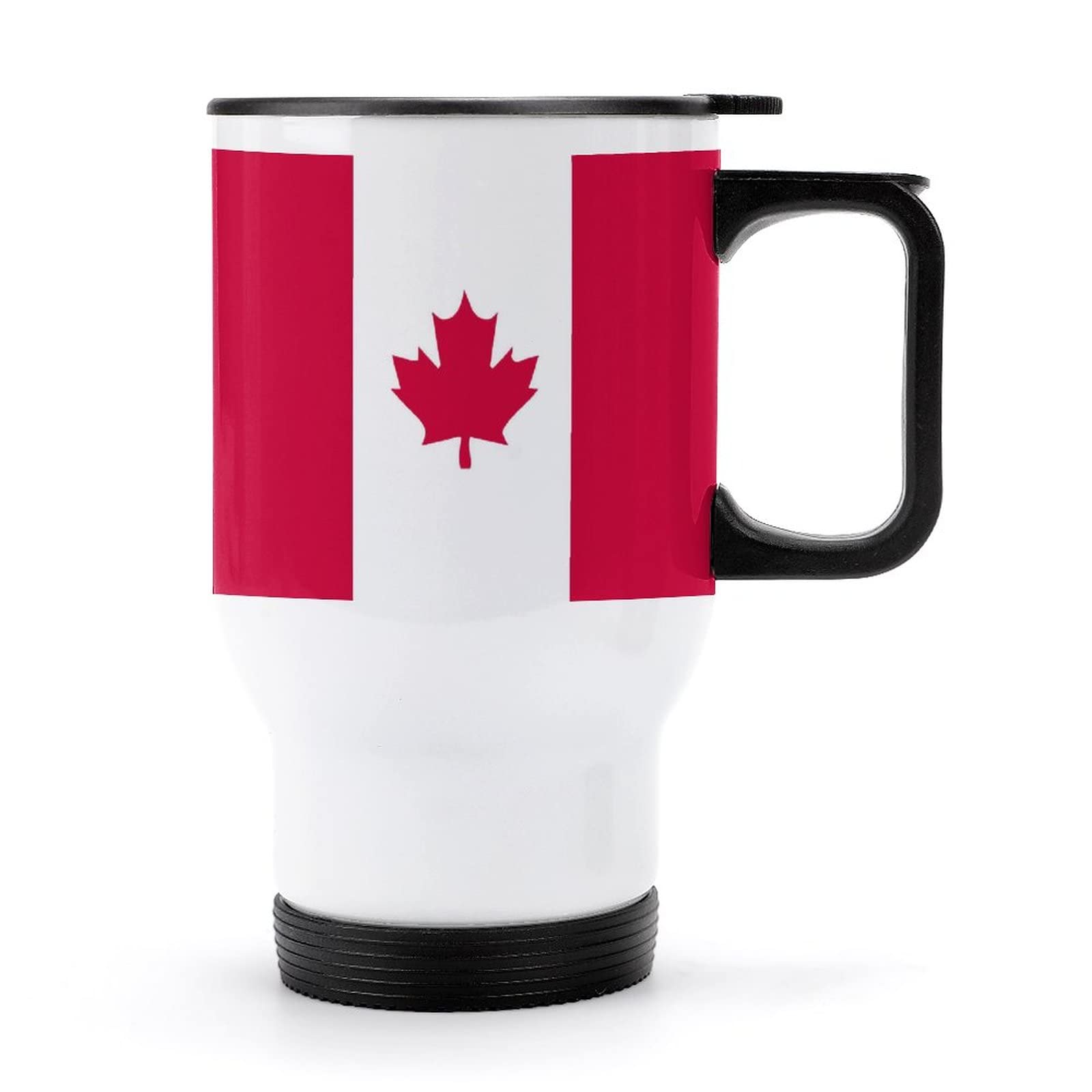 Canada Flag Travel Coffee Mug Insulated Stainless Steel Tumbler with Lid and Handle for Indoor Outdoor 440ml