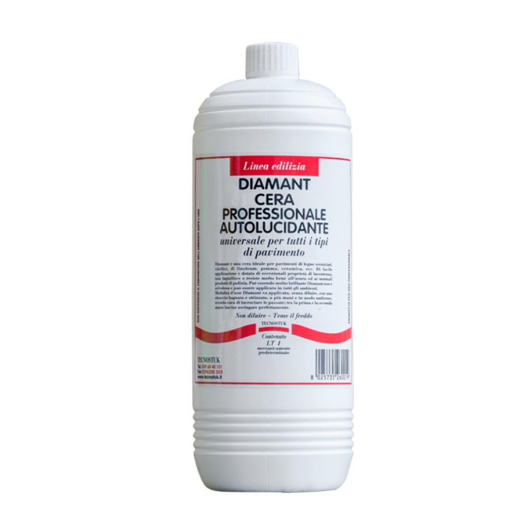TECNOSTUK - DIAMANT 1L. - Cera Professionale Autolucidante – Ideale per Pavimenti in Legno Verniciato, Vinilico, Linoleum, Gomma, Ceramica e Gres