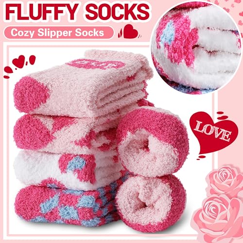 Image of EBMORE Fuzzy Socks for Women, Thick Cozy Warm Fluffy for Winter | Ultra Soft Plush Fleece Lining, Stretch Cuff, Comfy Heel & Toe, for Home & Sleep, Gifts Cabin Slipper Socks, 5 Pairs