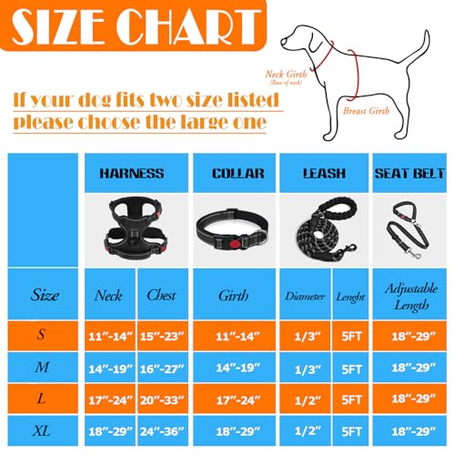 No Pull Dog Harness, Collar & Leash Set | Includes Dog Seat Belt, Collapsible Bowls & Poop Bag Dispenser. Ideal for Training, Walking, Hiking. Fits Small to Large Dogs(Black-M) - Image 4