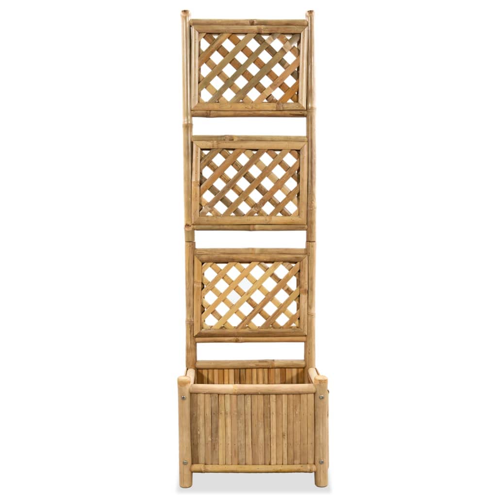Pflanzkasten mit Spalier Bambus, 40 x 30 x 135 cm Rankkasten mit Rankhilfe für Kletterpflanzen, Vertikaler Blumenkasten für Balkon, Garten und Terrasse