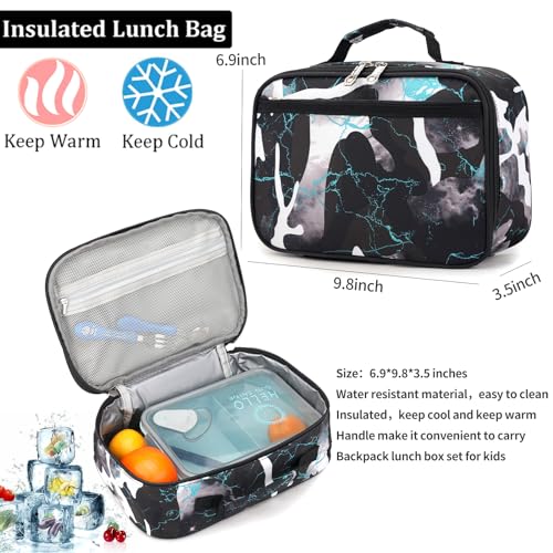 Image of Ladyzone Camo School Backpack Lunch Box Set Lightweight Schoolbag Travel Camp Outdoor Daypack