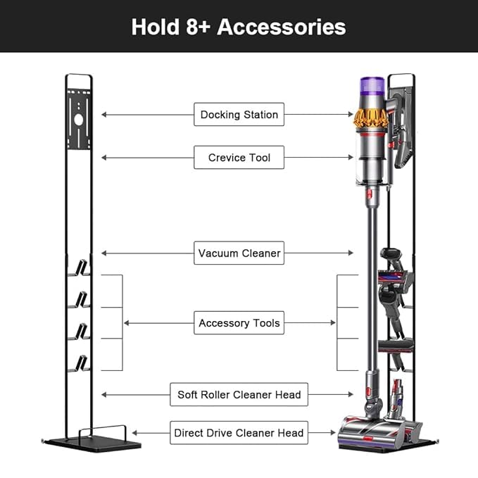 Image of Vacuum Stand for Dyson V11 V10 V8 V7 V6 with Wheels,Stable Metal Storage Bracket Stand Holder for Dyson Handheld DC30 DC31 DC34 DC35 DC58 DC59 DC62 Cordless Vacuum Cleaners & Accessories & Attachments