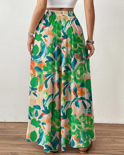 Image of Bsubseach Women Wide Leg Pants Floral Flowy Palazzo Pants