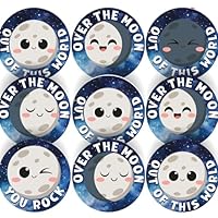 144 Over The Moon Childrens Reward Stickers - 30mm - Teacher Parents School